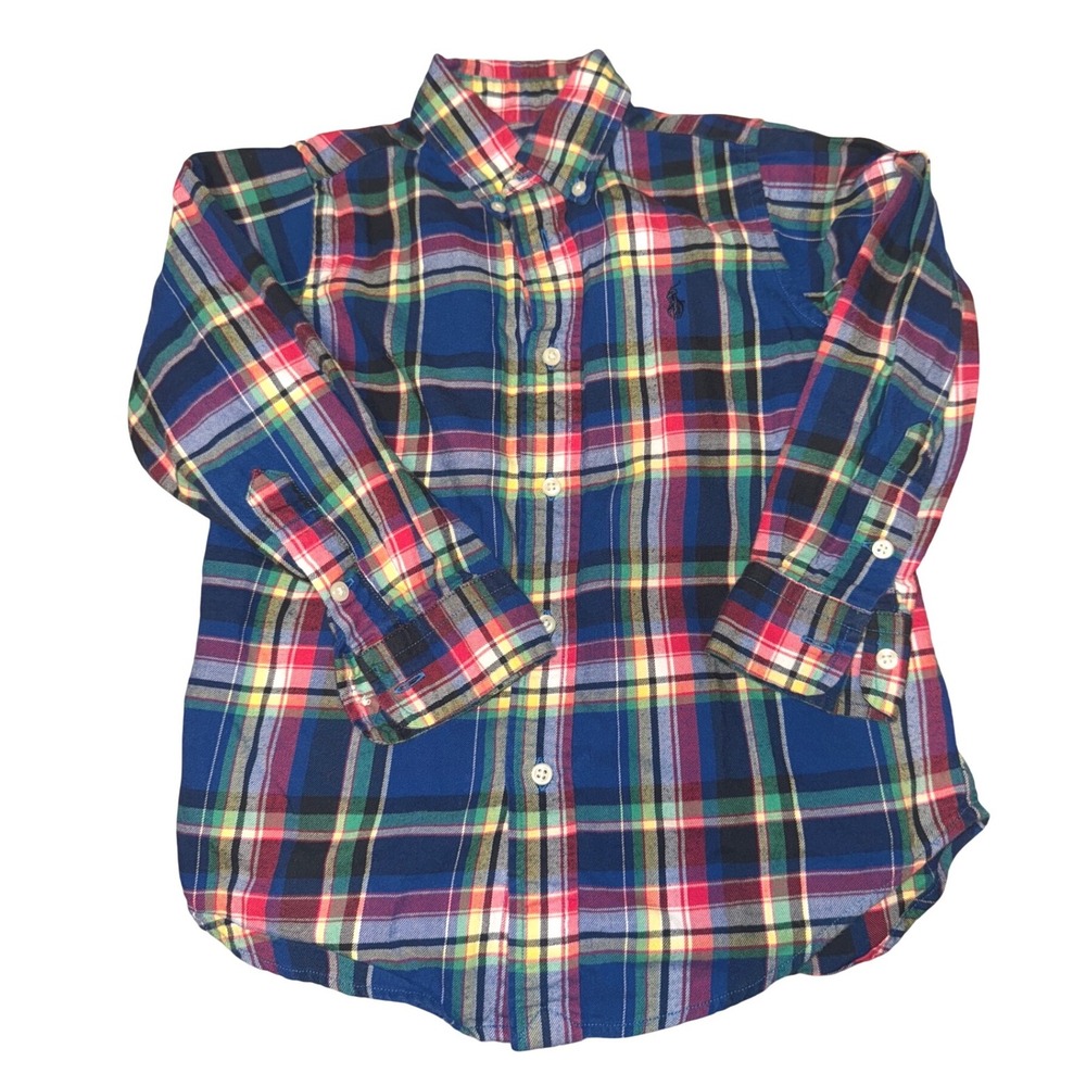 Ralph‎ Lauren Kids Plaid Flannel Button Down Shirt Long Sleeve 4 4T
